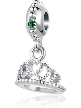 May Birthstone Princess Queen Crown Charm For Pandora Bracelets Jewelry